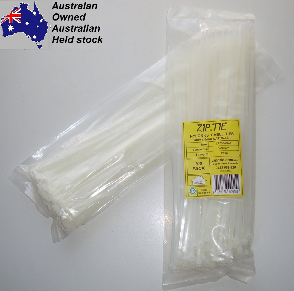 (image for) Cable Ties 300mm x 4.8mm White Bulk Pack Buy